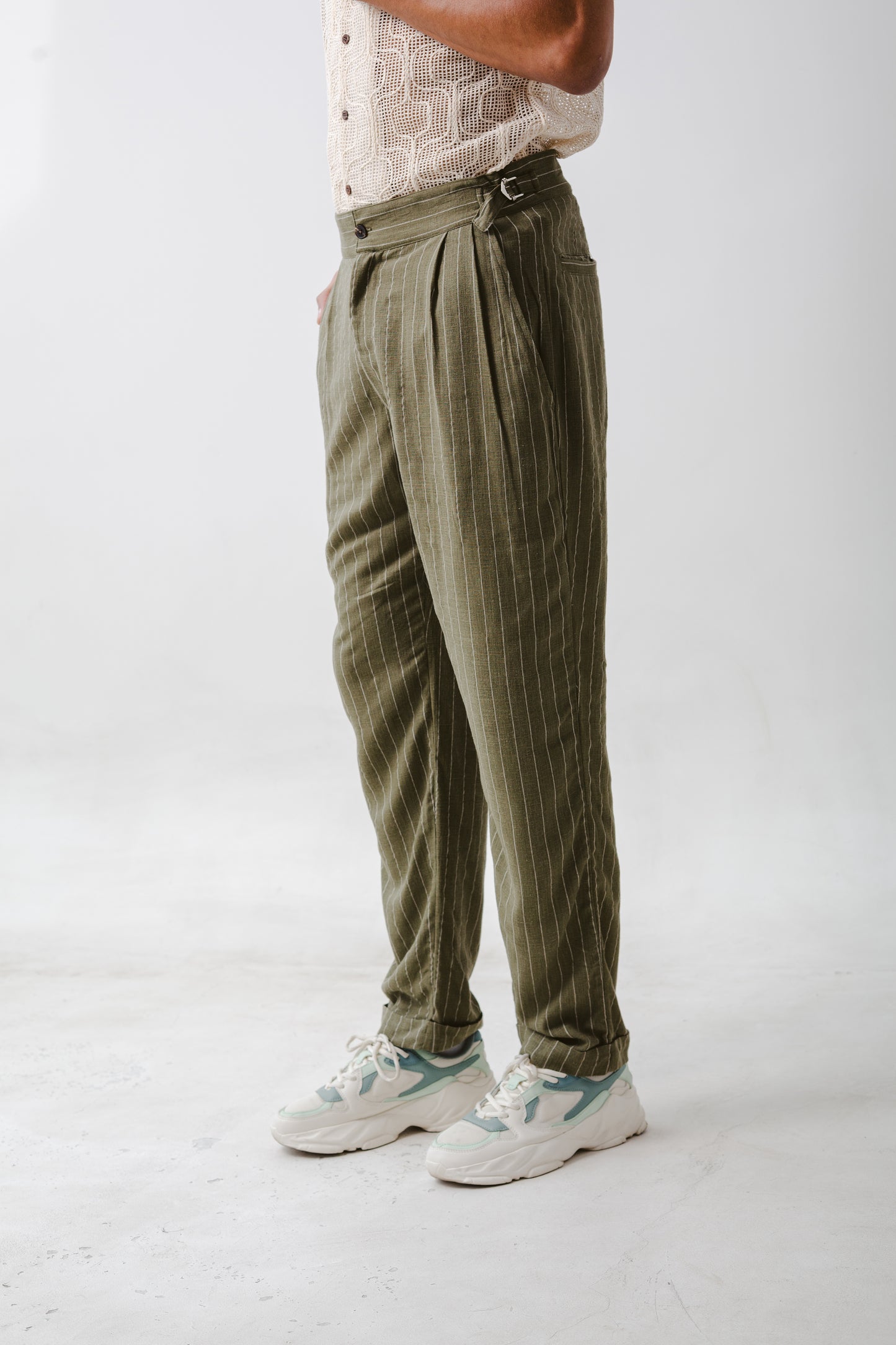 Pantalón Recto Lineas verde