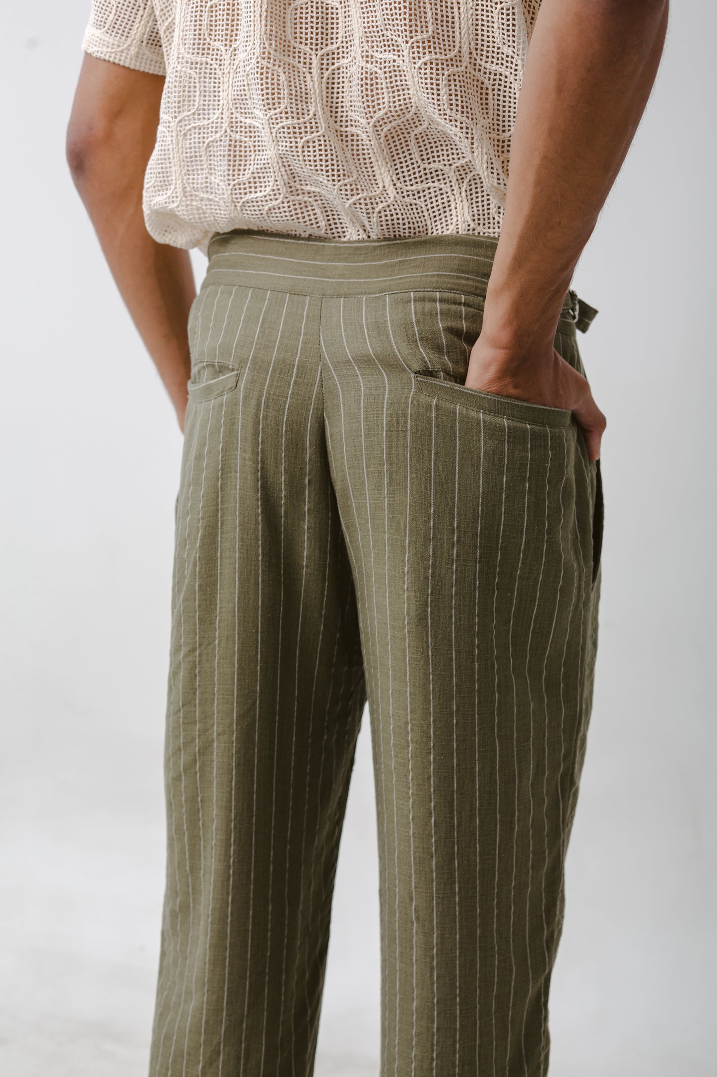 Pantalón Recto Lineas verde
