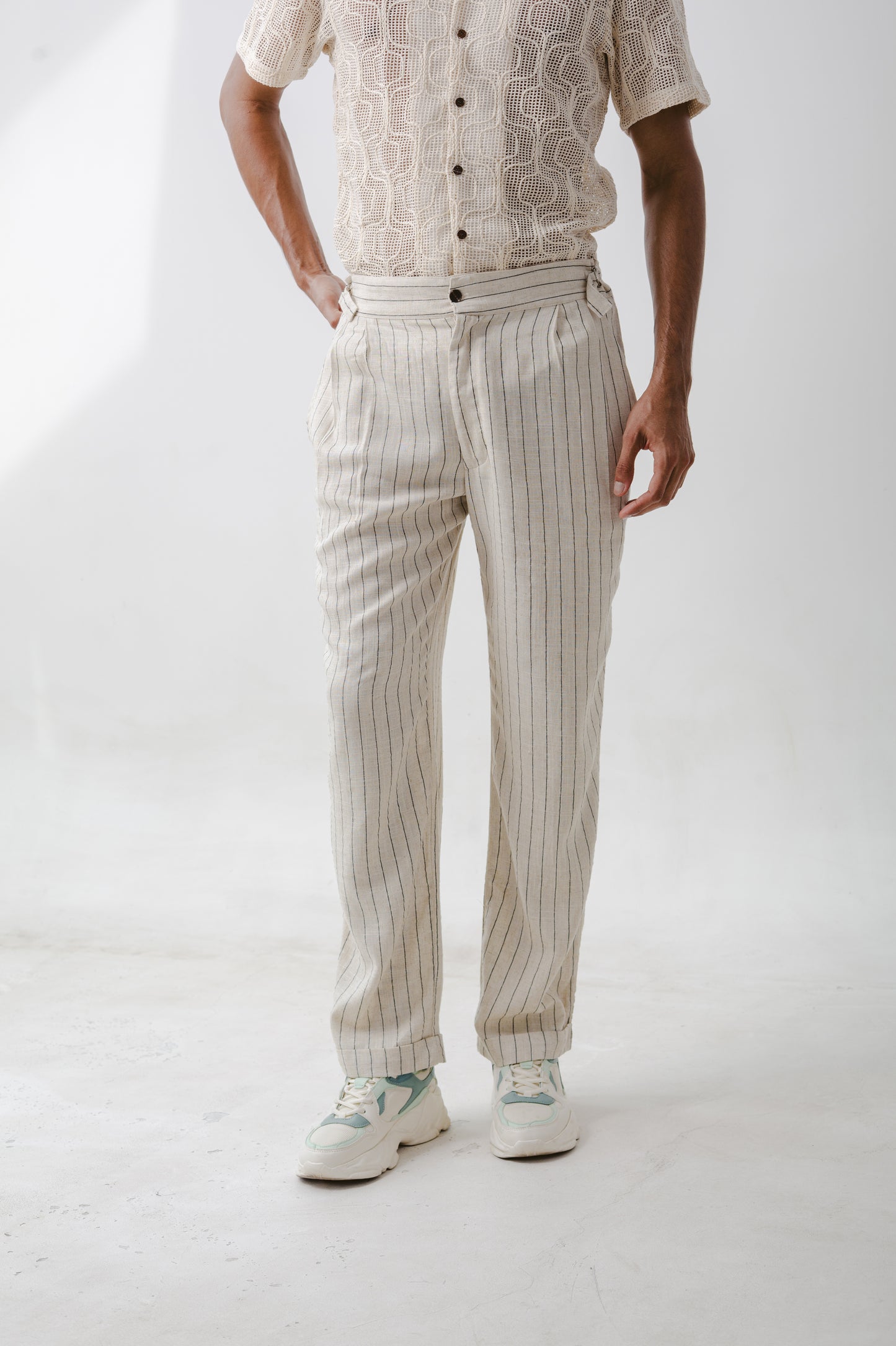 Pantalón Recto Lineas crudo