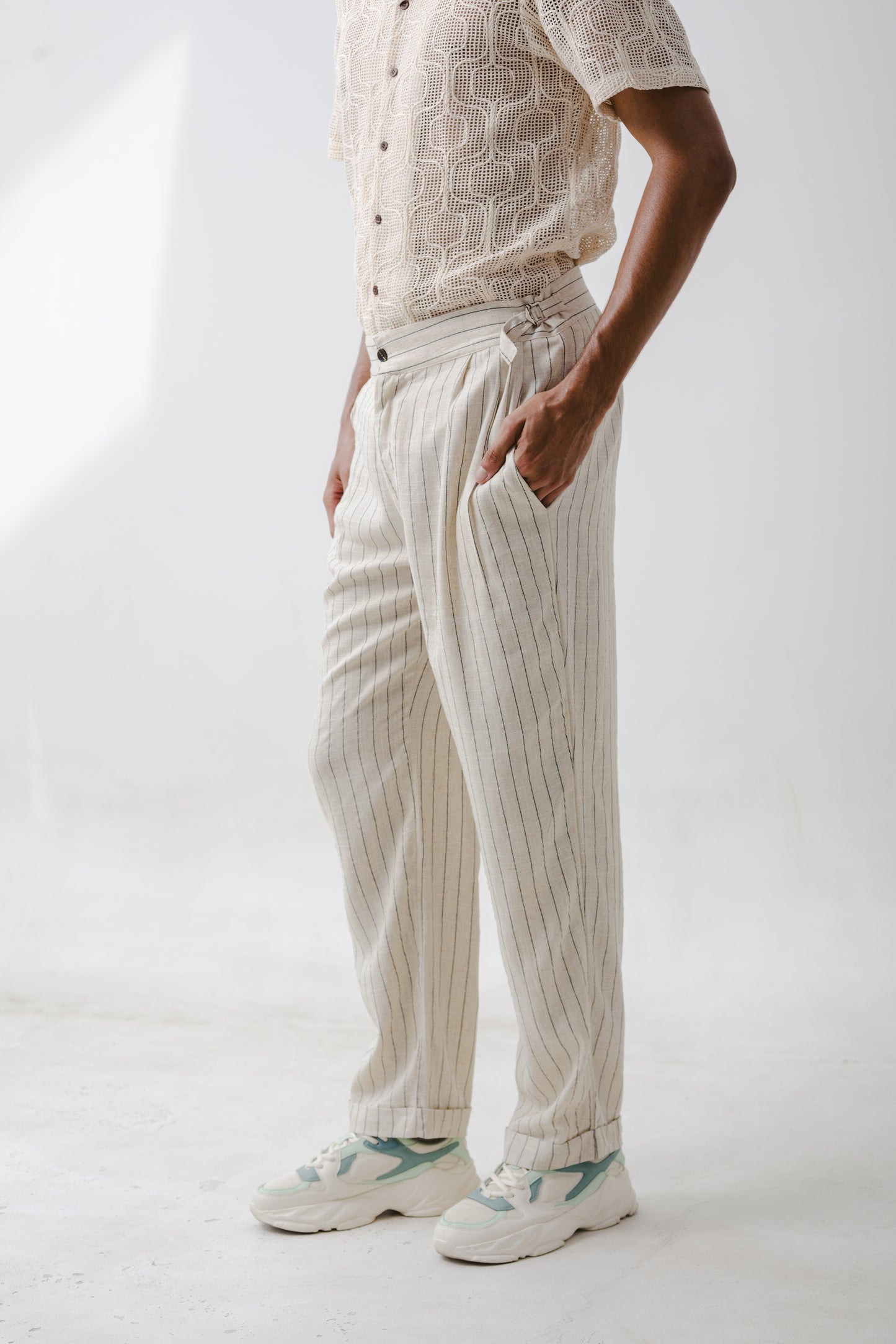 Pantalón Recto Lineas crudo