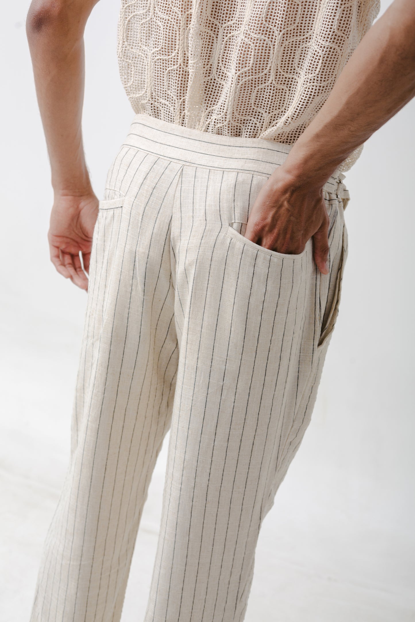 Pantalón Recto Lineas crudo
