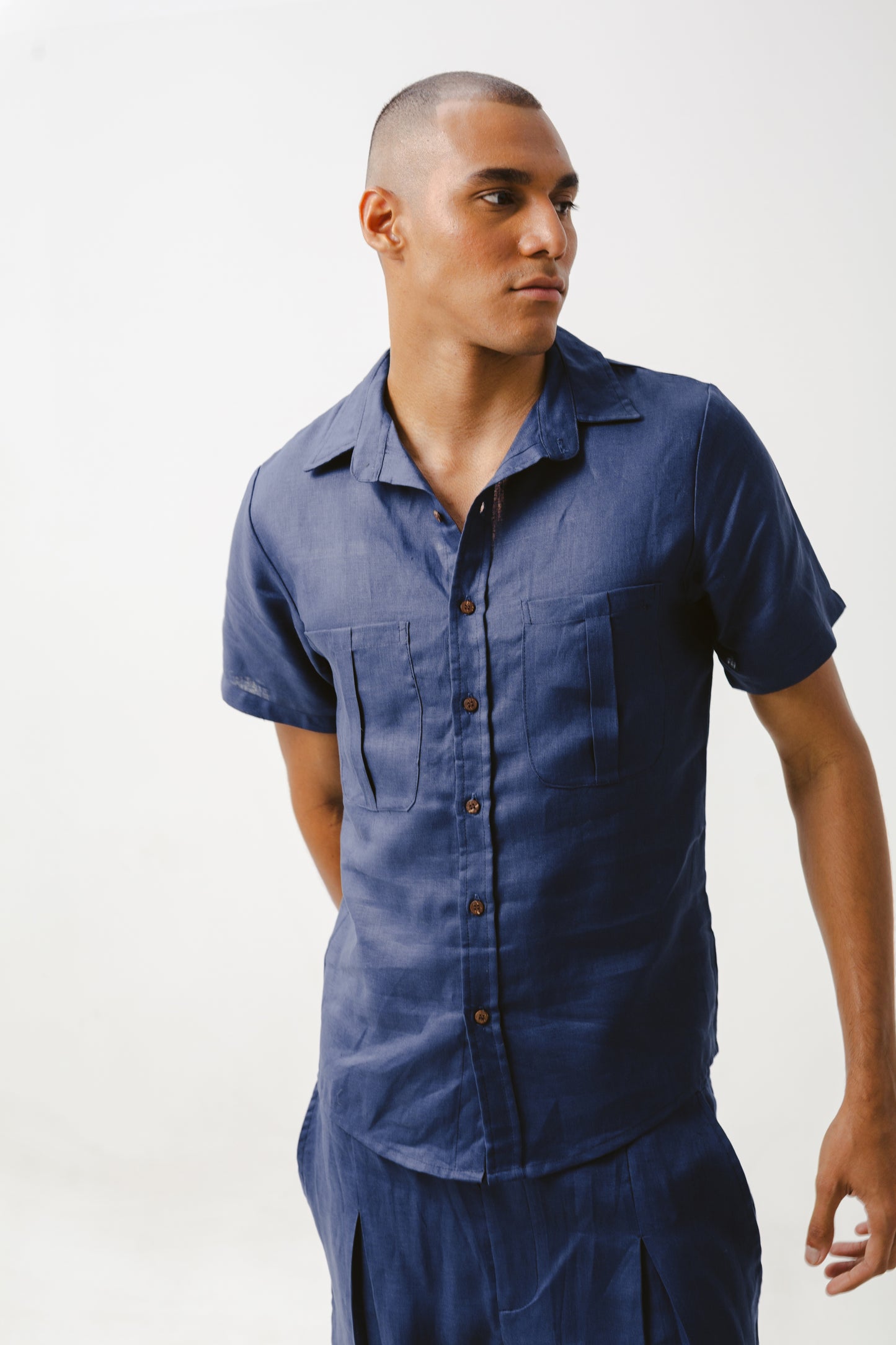 Camisa Lino marino