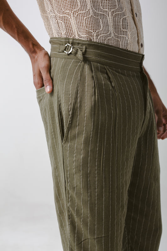 Pantalón Recto Lineas verde