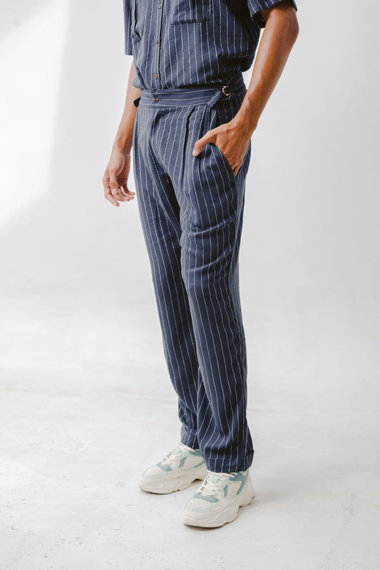 Pantalón Recto Líneas Marino