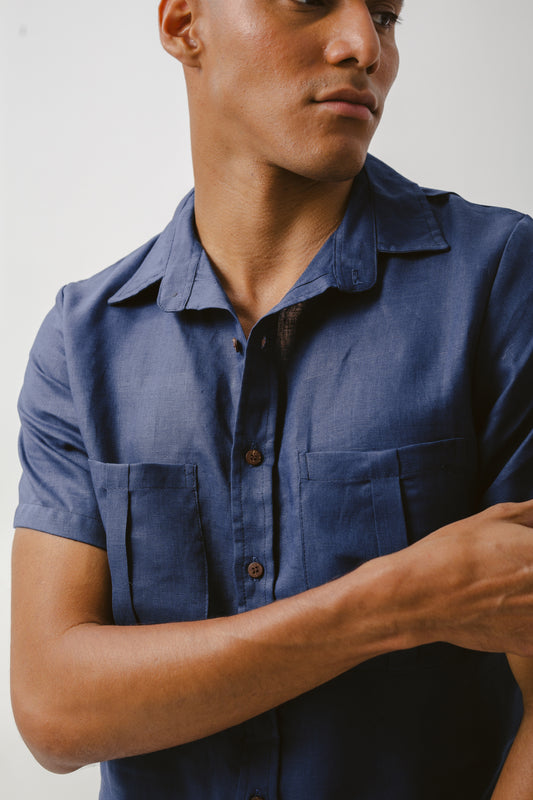 Camisa Lino marino