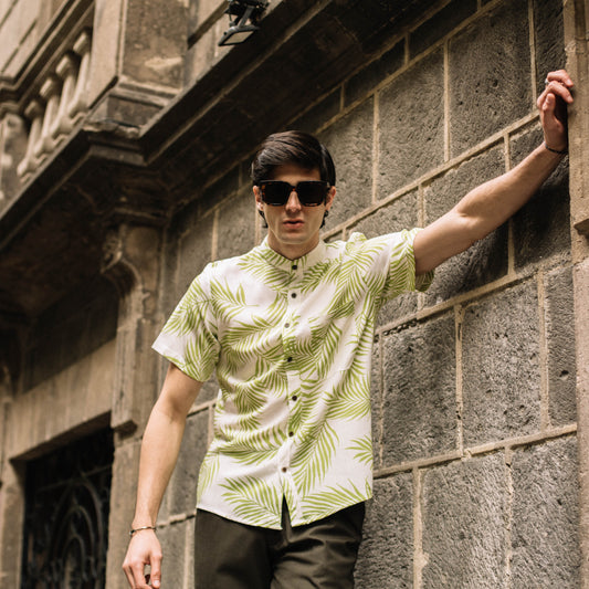 Camisa Palmeras Verde Mao